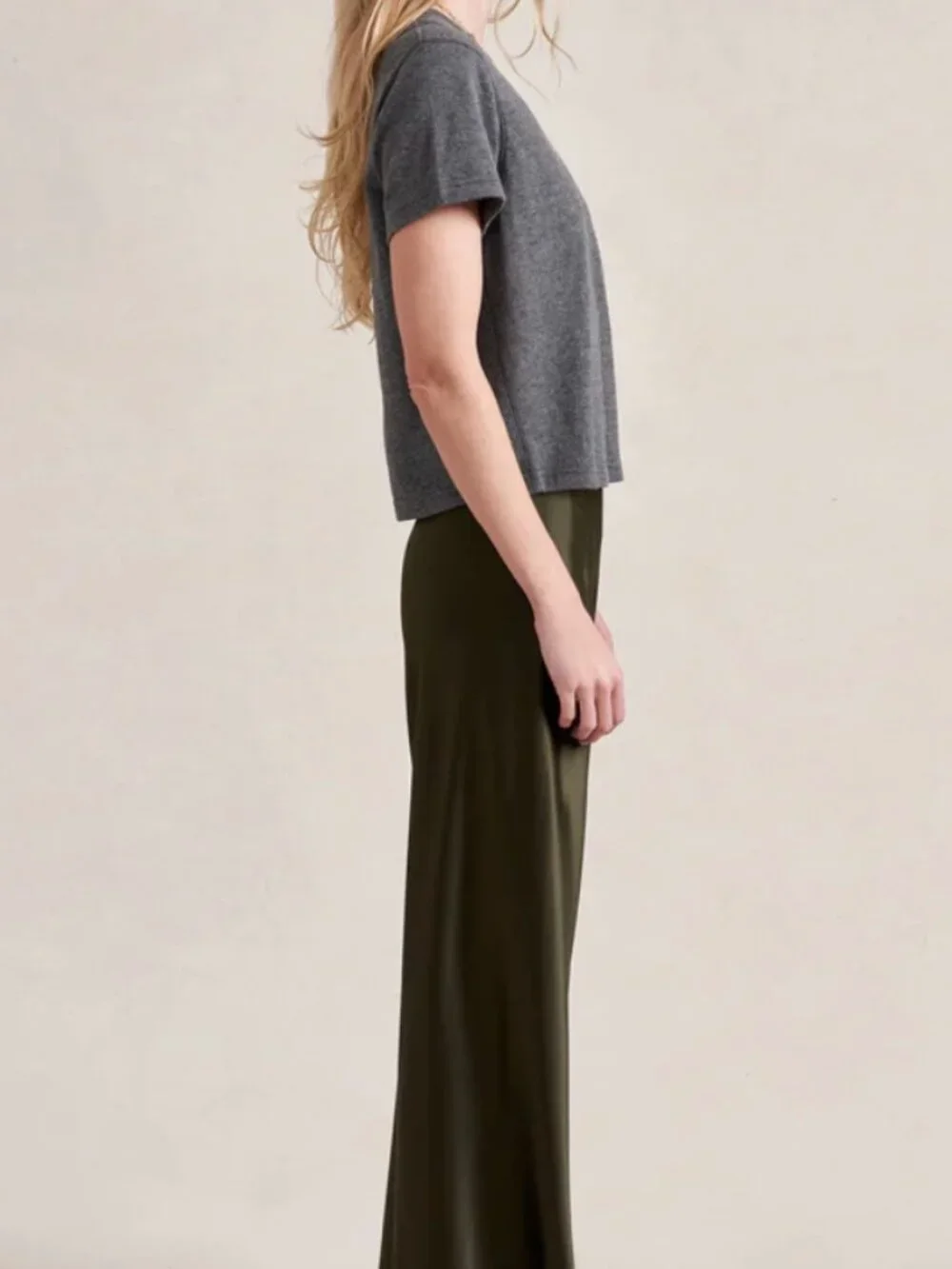 La Ligne Colby Pants, Olive Satin - Picture 2 of 6